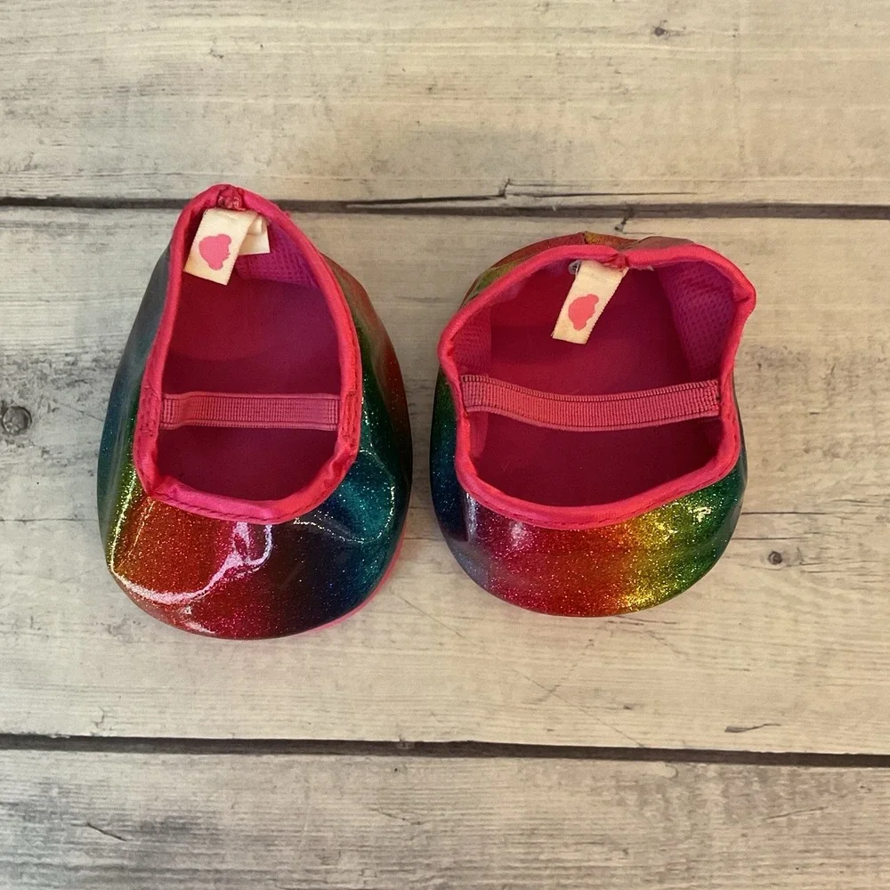 Build A Bear Workshop BABW Dress Shoes Roller Skates Rainbow Sparkles